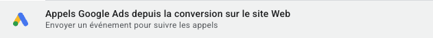 Tipo de etiqueta de Google Tag Manager "Llamadas de Google Ads desde la conversion en el sitio web"